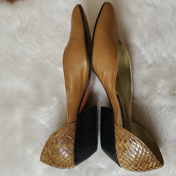 Walter Steiger Size 7.5 Tan,Snakeskin, Leather,Pointed Toe, Low Block He… - Picture 8 of 8